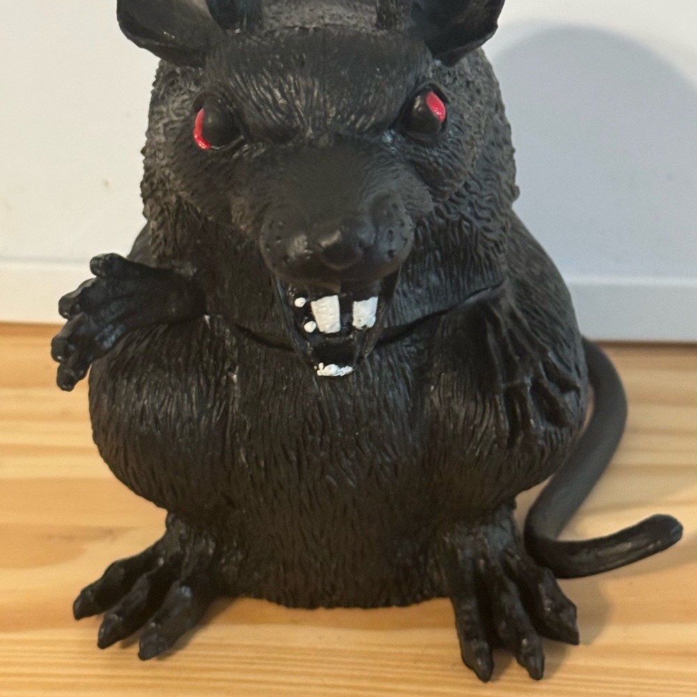 Black Rat Figurine Holiday Decor - Spooky Table Accent